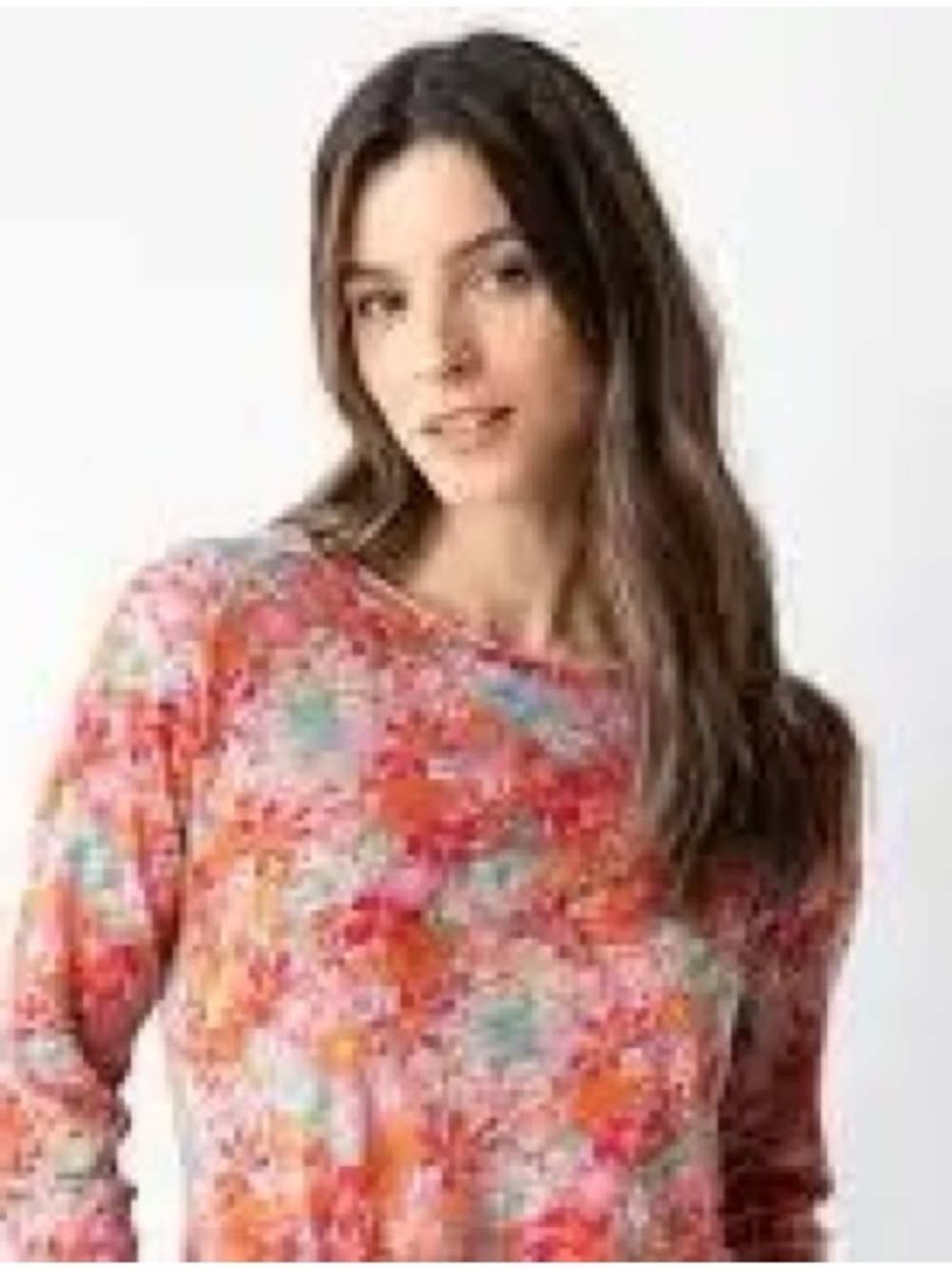 NATURAL LIFE Lily Knit Long Sleeve, Pink Red Floral (M)